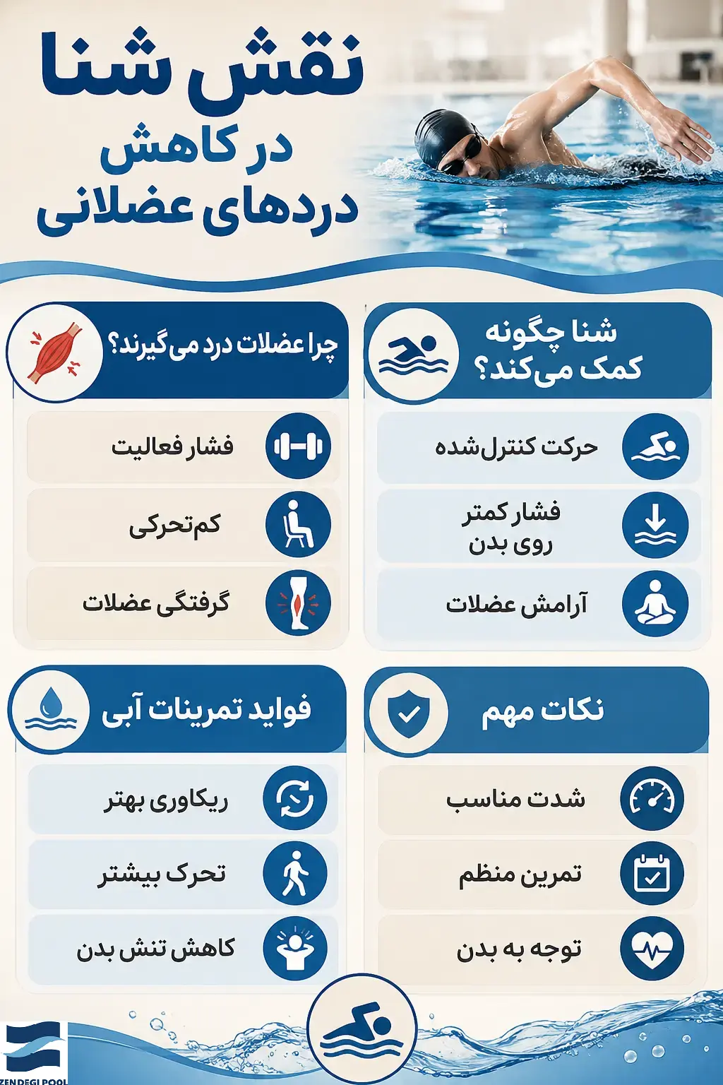 تاثیر شنا بر دردهای عضلانی؛ چگونه شنا به ریکاوری بدن کمک میکند؟