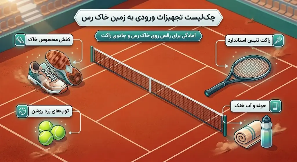 چک لیست تجهیزات ورودی به زمین تنیس خاکی